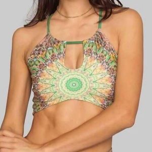 Wolven Fauna Keyhole Green Reversible 2 in 1 Tank Top S